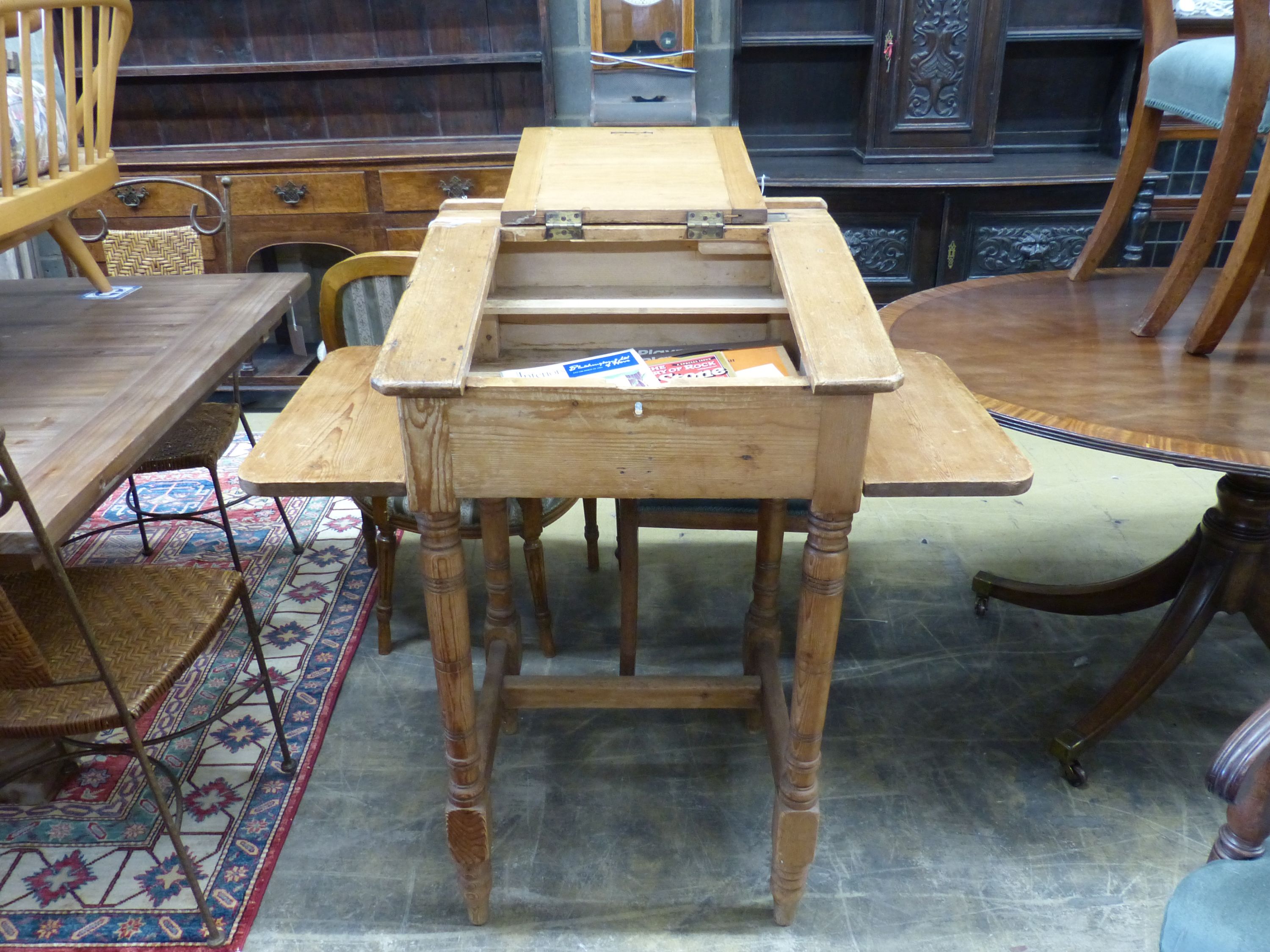 A Victorian pine clerk's desk